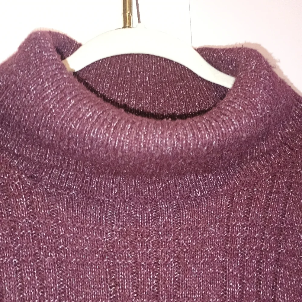 Lucky Brand Women’s Oversized‎ Mock Neck Sweater Wine Textured Knit Size Medium